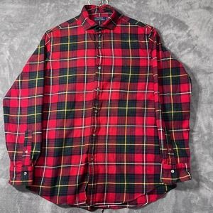 Polo Ralph Lauren Shirt Mens Size L 15 1/2 Flannel Red Plaid Tartan